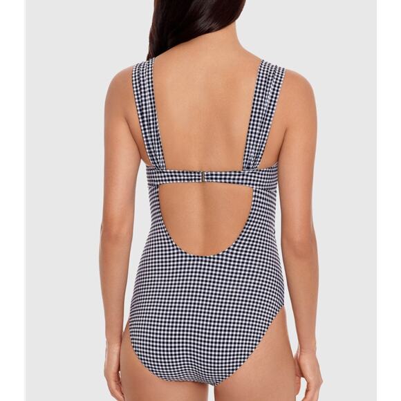 Salt + Cove Gingham Rockabilly Cut-Out One-Piece Swimsuit Black White Small NWT - Picture 3 of 3